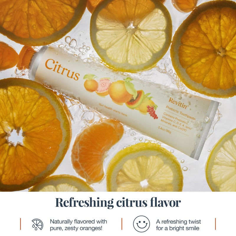 Revitin Toothpaste | Fluoride-Free Prebiotic Citrus Tooth Gel | No SLS, Gluten Free, Dye Free, GMO Free, No Sweeteners | Non-Toxic, Kid Approved, Pack of 3 - Image 5